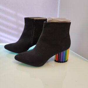 Brand new! Y.R.U. Rainbow Heel Black Suede  Bootie